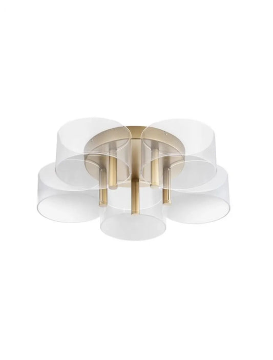 Plafoniera structura din Metal Auriu si abajur din Acrilic Transparent H15.6xL56cm IP20 27W 1306lm 3000k GATLIN