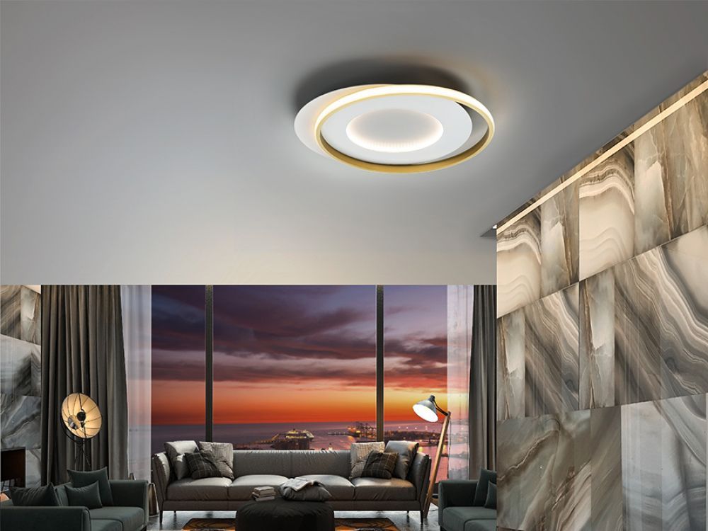 Plafoniera Limbos Auriu/Alb cu Led L55xH6cm