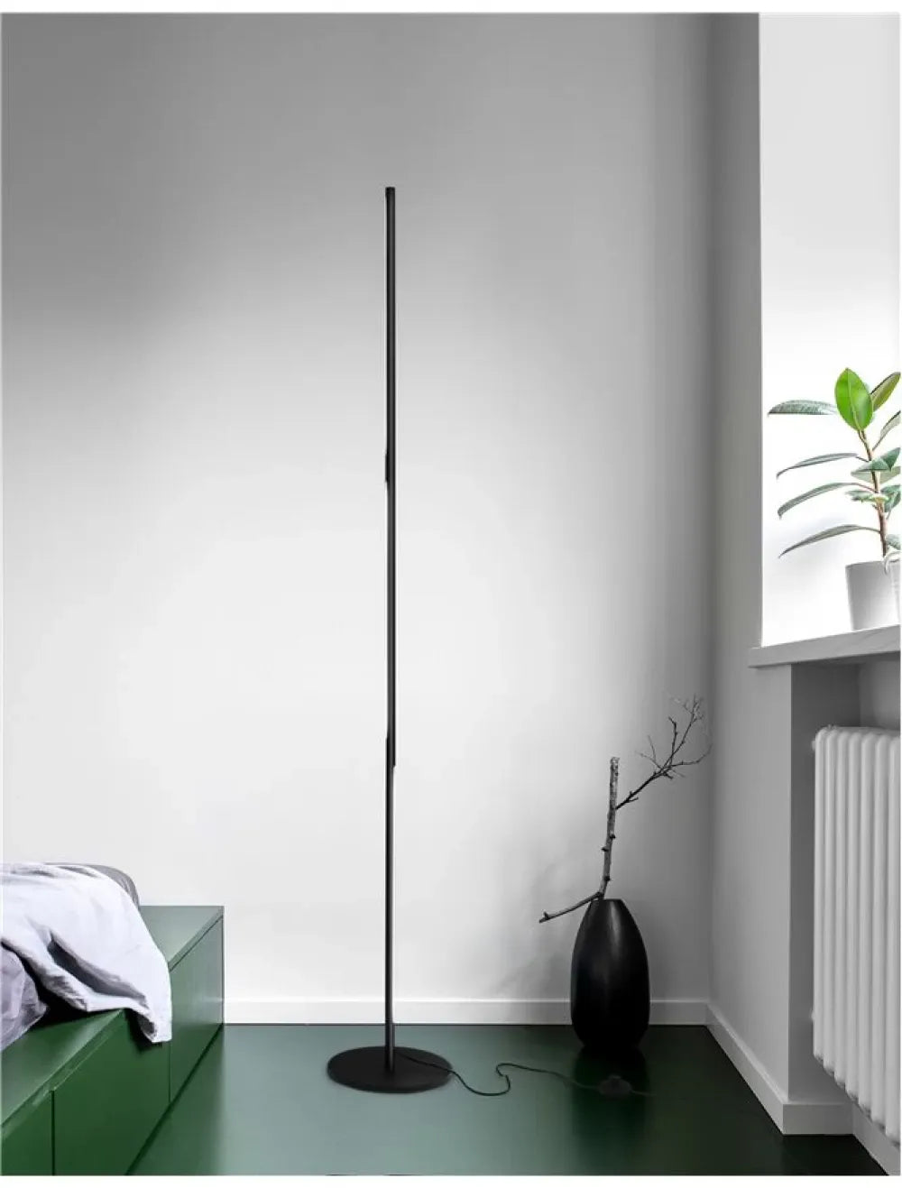 Lampa de podea structura din Aluminiu Negru si abajur din Acrilic Alb H171xL2cm IP20 25W 2600lm 3000k HANDY