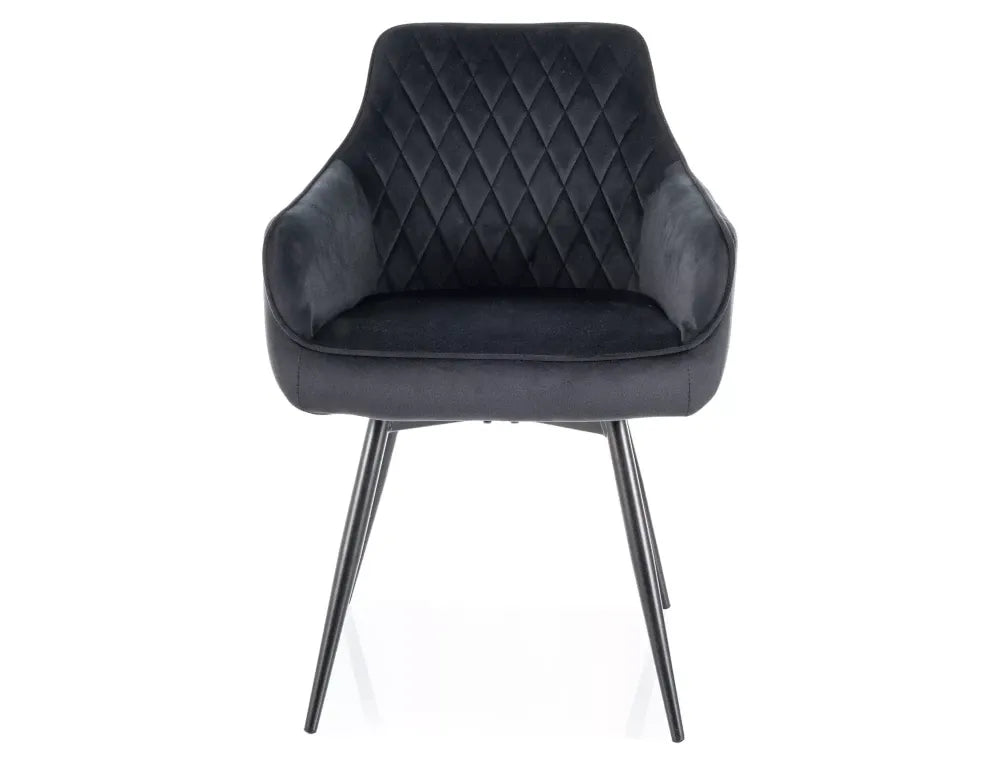 Set 2 scaune din Catifea Negru si Metal Negru Hx88Lx55xA58cm Marlo