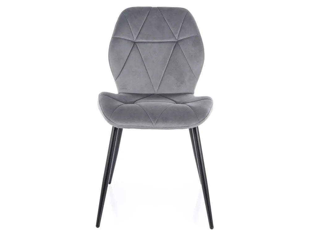 Set 2 scaune din Catifea Gri si Metal Negru Hx86Lx48xA56cm Rick