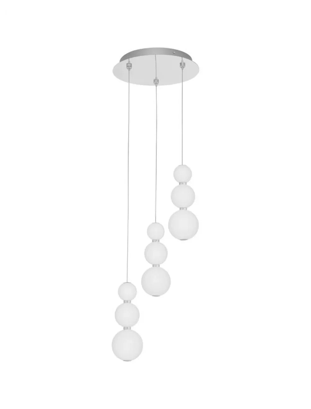 Candelabru structura din Metal Argintiu si abajur din Sticla Alb H150xL31cm IP20 23W 2281lm 3000k PERLA