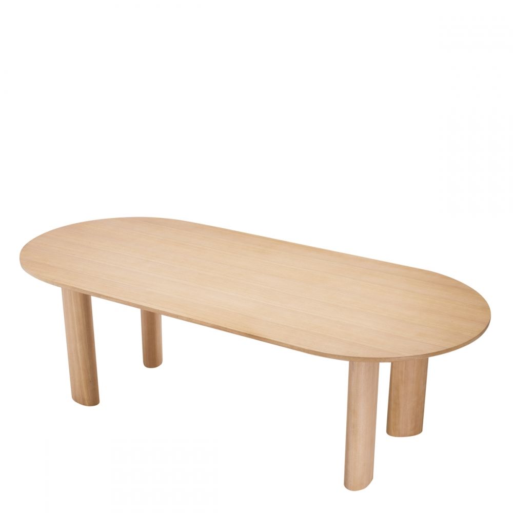 Masa Oval Mogardo S Eichholtz din Furnir de stejar Bej de 6-8 persoane L244xH77cm