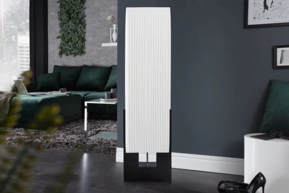 Lampa de podea din Metal Negru si Textil Alb H120xL30cm Liana
