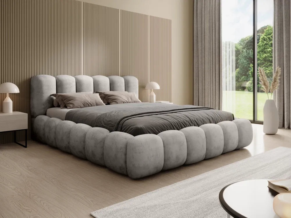 Pat 140x200cm tapitat cu Chenille Gri deschis Dallas