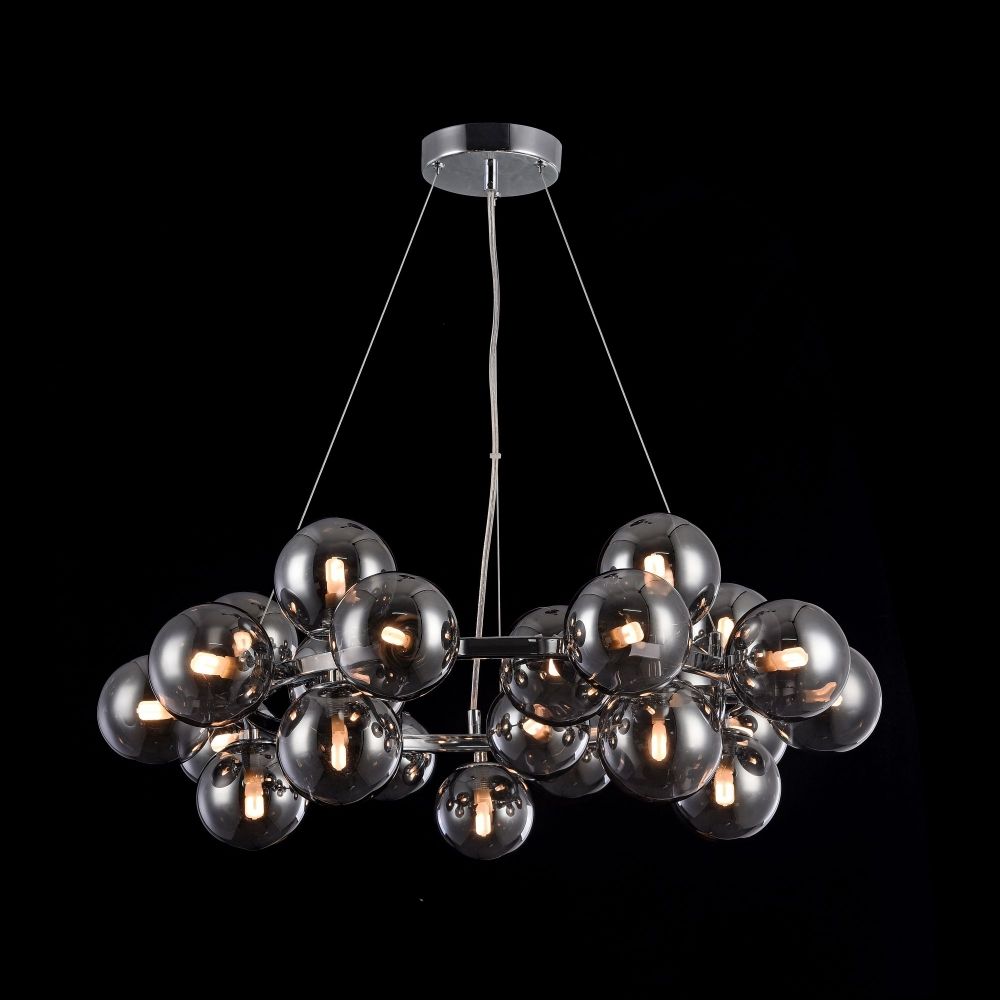Lustra rotunda cu inaltime reglabila din Sticla Negru cu 25 becuri D69xH136cm Dallas