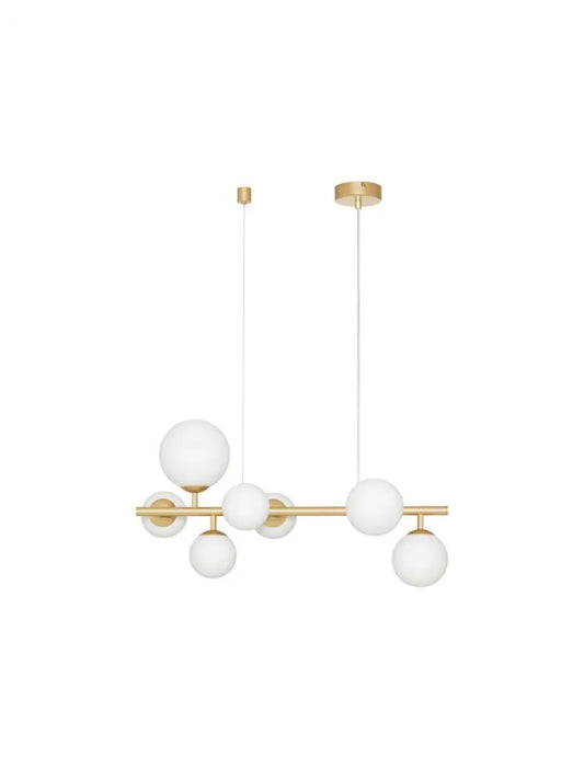 Lustra structura din Metal Auriu si abajur din Sticla Alb H120xL65cm IP20 ODILLIA