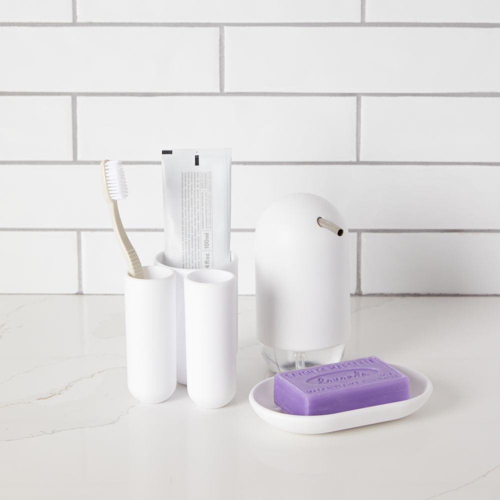 Suport periute de dinti din Plastic Alb Touch D10xH10cm