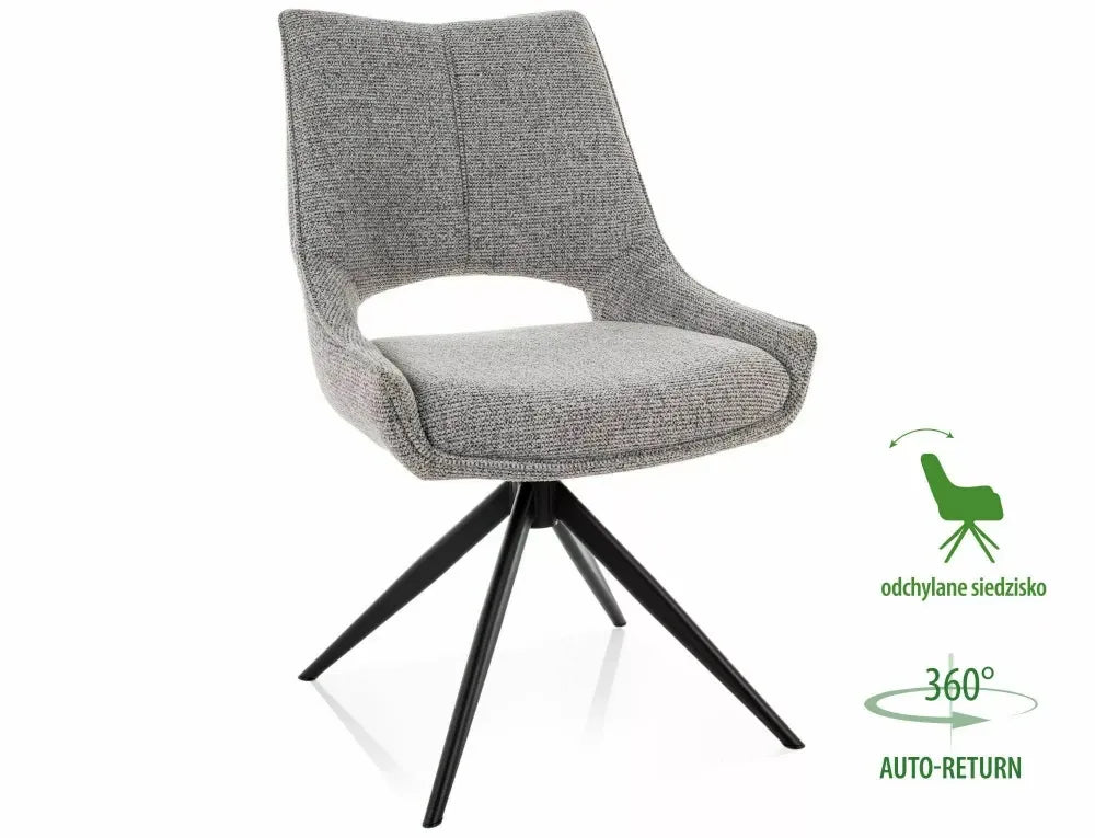 Set 2 Scaune rotative din Stofa Gri si Metal Negru H87xL56xA60cm Fino I