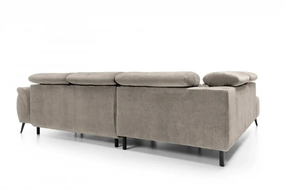Coltar extensibil electric tapitat cu Chenille Bej cu lada depozitare Genova II