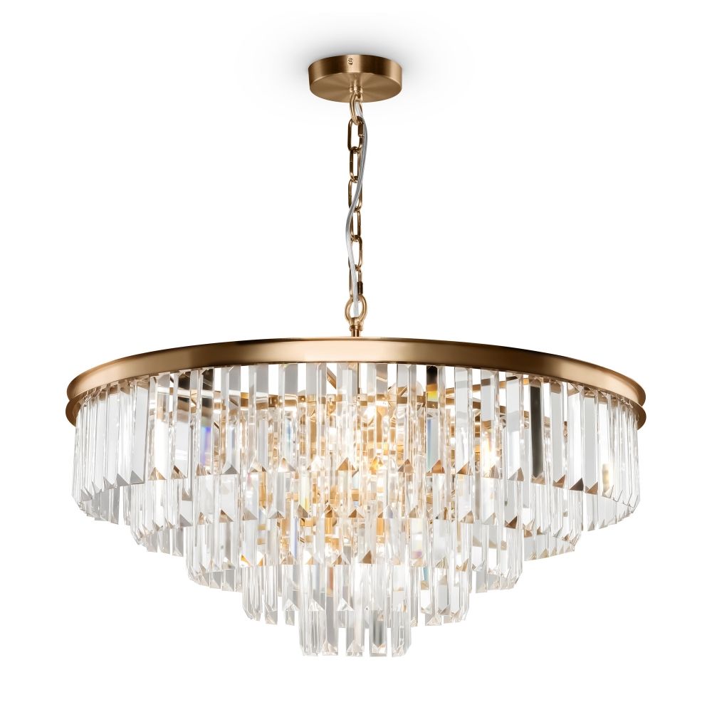 Lustra rotunda cu inaltime reglabila din Cristal Transparent cu 12 becuri D70xH120cm Revero