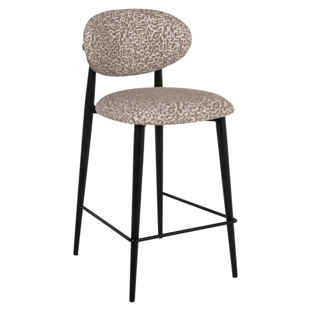 Scaun de insula din Stofa Bej si Metal Negru L46xH95cm Dantes Richmond interiors