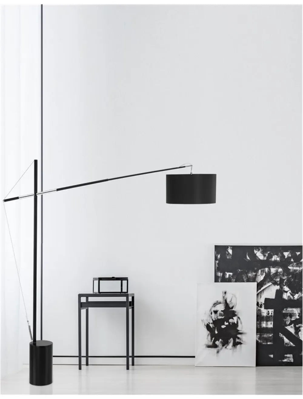 Lampa de podea structura din Metal Negru si abajur din Textil Negru H165xL195cm IP20 TRACCIA