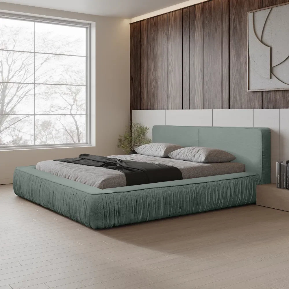 Pat 140x200cm tapitat cu Chenille Albastru deschis Naomi