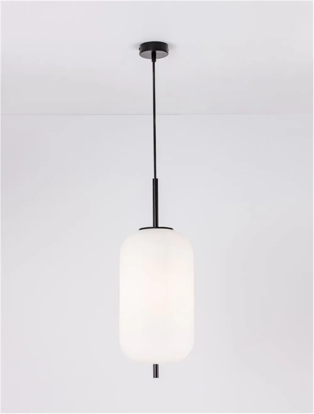 Pendul structura din Metal Negru si abajur din Sticla Alb H120xL22cm IP20 LATO