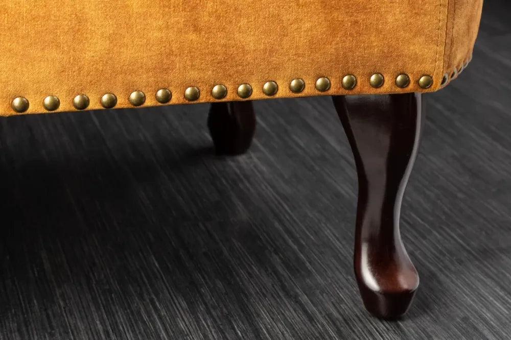 Sezlong tapitat cu Catifea Galben L170cm Chesterfield