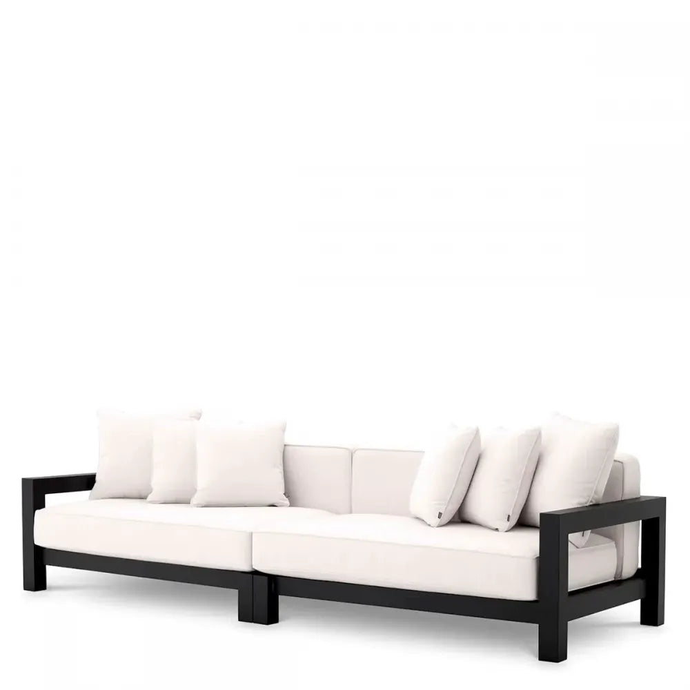 Canapea de exterior din Metal Negru si Stofa Alb H72xL273.5cm Cap-Antibes Eichholtz