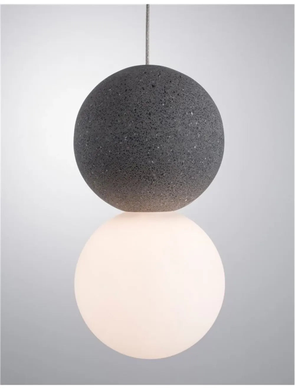 Pendul structura din Metal Negru/Gri si abajur din Sticla Alb H120xL10cm IP20 ZERO