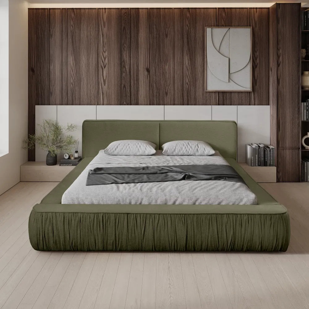 Pat 160x200cm tapitat cu Chenille Verde Naomi