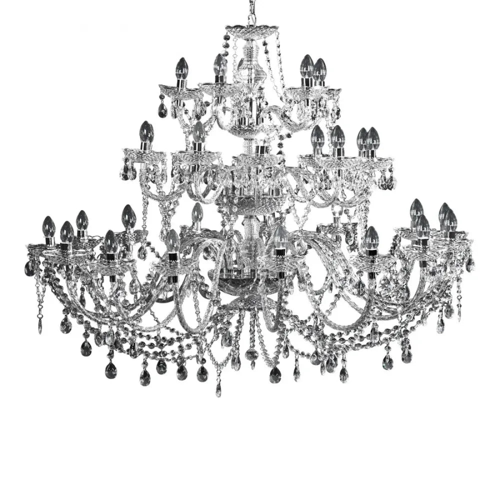 Candelabru din Metal Argintiu si Acrilic Transparent D120xH110cm Diamonds