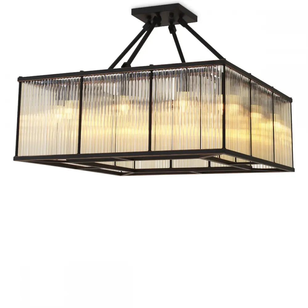 Plafoniera din Metal Bronz si Sticla Transparent H30xL80cm Bernardi Square Eichholtz