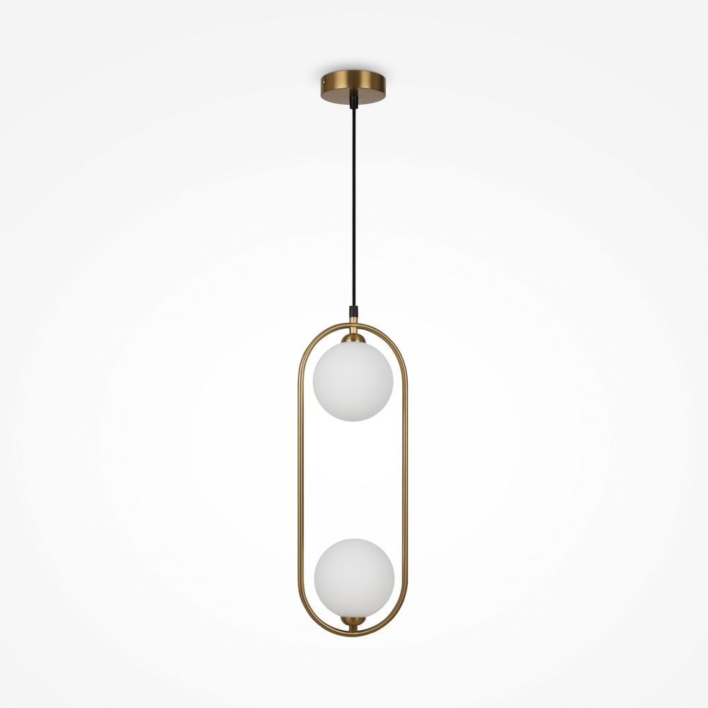 Pendul din Metal si Sticla Alama/Alb cu 2 becuri G9 25W L17xH204cm Ring