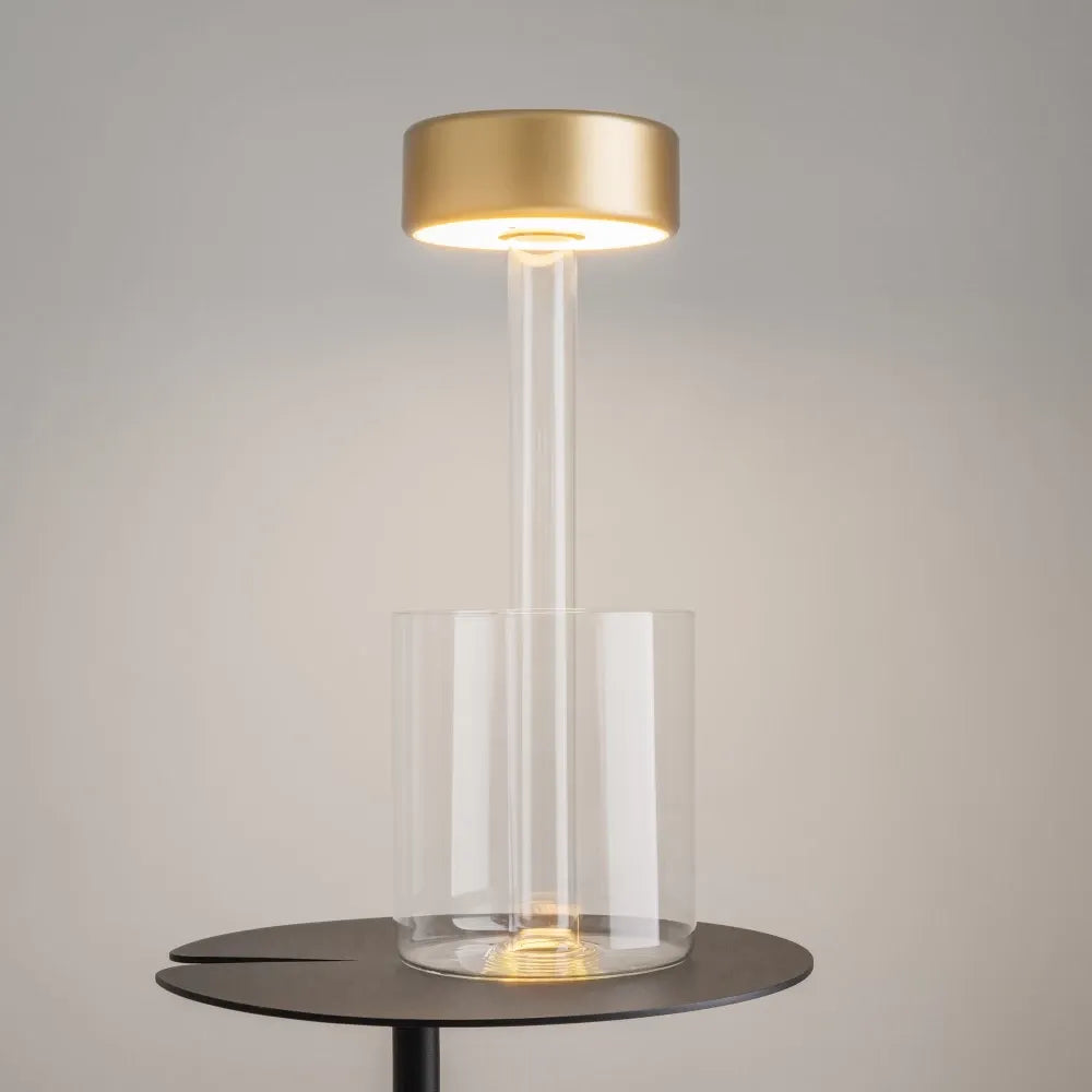 Veioza din Sticla Transparent si Aluminiu Auriu H34.8xD12cm AI Collaboration