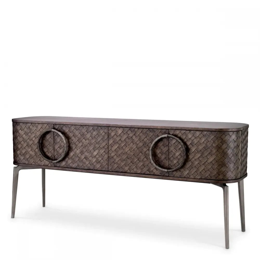 Comoda din Furnir de stejar Maro si Metal Bronz L180xH78cm Nilsson Eichholtz
