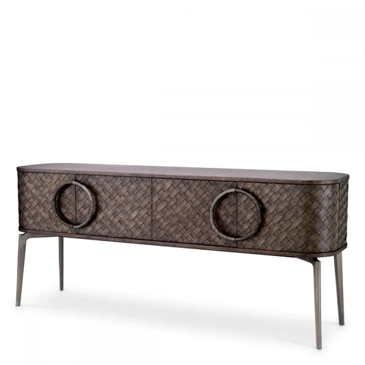 Comoda din Furnir de stejar Maro si Metal Bronz L180xH78cm Nilsson Eichholtz