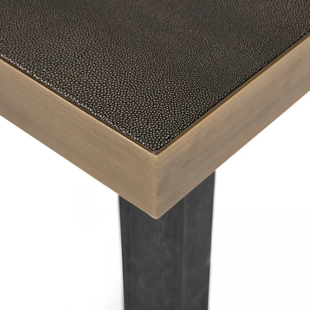 Masa Dreptunghiulara de 6 persoane din Piele artificiala Auriu antichizat si Lemn de stejar Negru L230xH76cm Bloomville Richmond Interiors