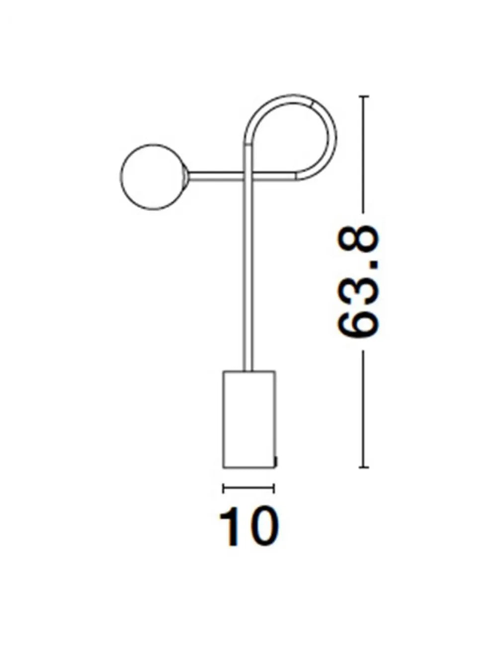 Veioza structura din Aluminiu Negru si abajur din Sticla Alb H63.8xL10cm IP20 DEDALO