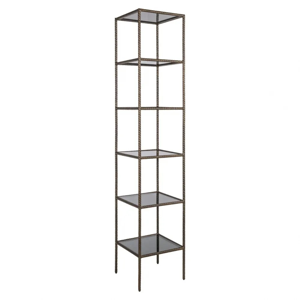 Etajera din Metal Auriu si Sticla Negru L40xH200cm Sheridon Richmond interiors
