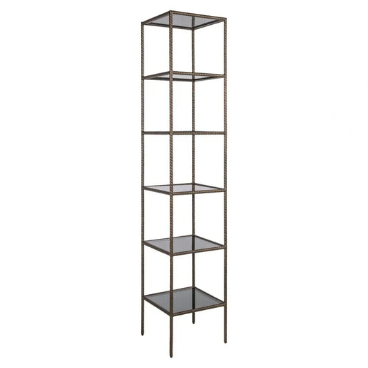 Etajera din Metal Auriu si Sticla Negru L40xH200cm Sheridon Richmond interiors