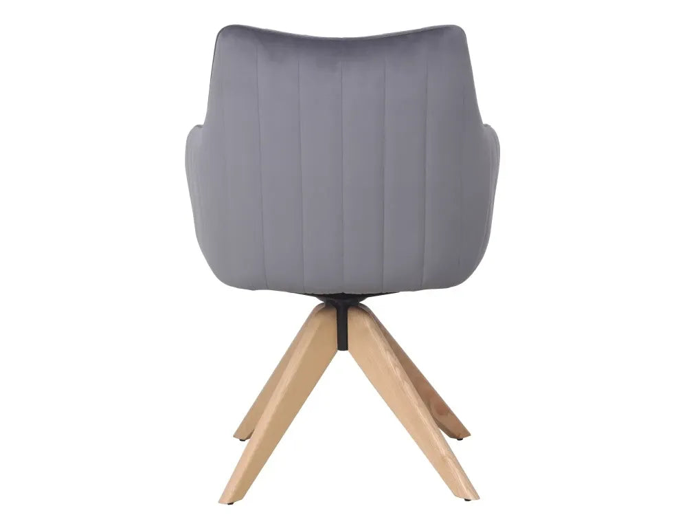 Scaun din Catifea Gri si Lemn de frasin/Metal Maro Hx86Lx61xA44cm Azalia