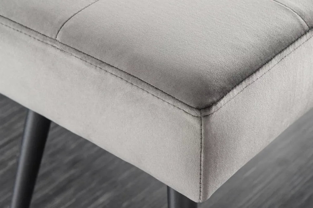 Bancheta din Metal Negru si Catifea Gri H42xL100cm Boutique