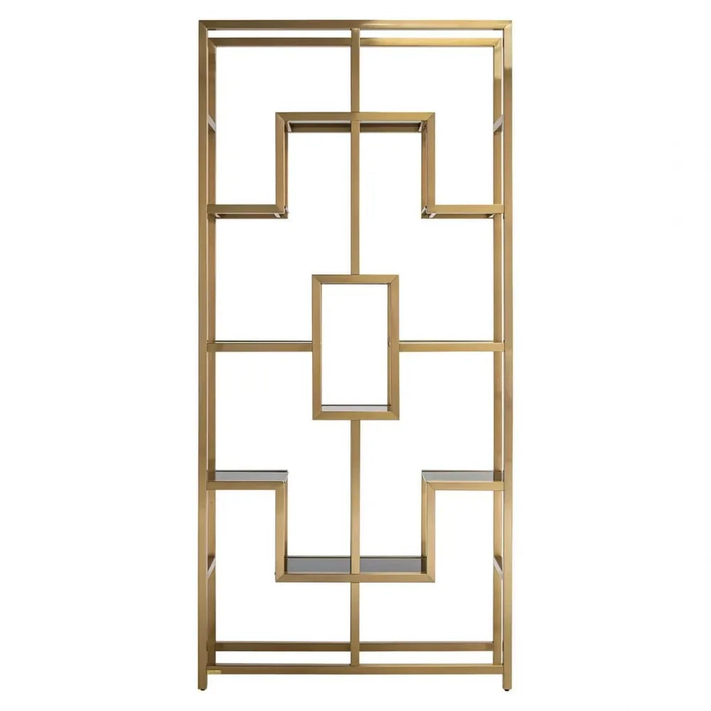 Raft din Sticla securizata Negru si Metal Auriu periat L108xH230cm Magnus Richmond Interiors