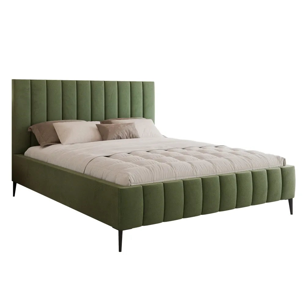Pat 140 x 200 tapitat cu Catifea Velutto Verde Adel
