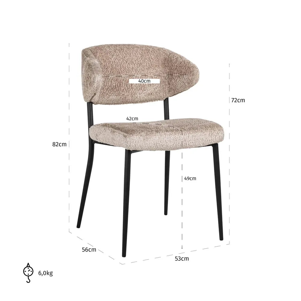 Set 2 scaune tapitat cu Blanita artificiala Bej cu picioare din Metal Negru H82xL53xA56cm Bea Richmond Interiors