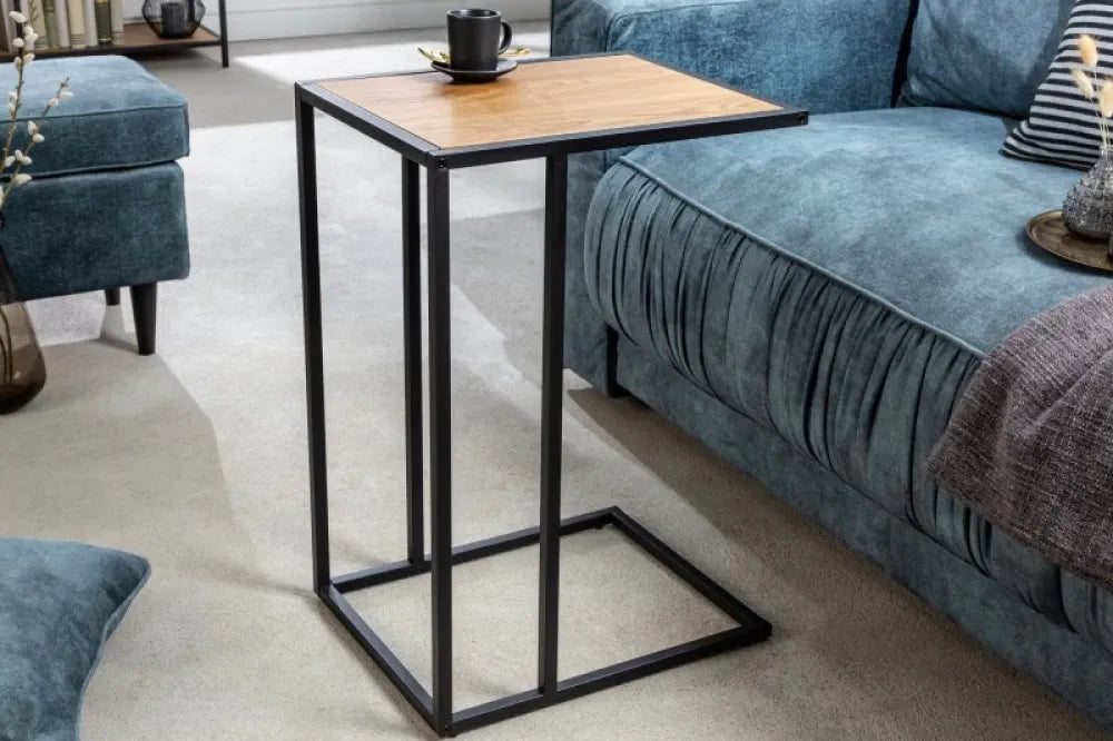 Masuta laterala Dreptunghiulara din Lemn stratificat Maro si Metal Negru L43xH63cm Slim