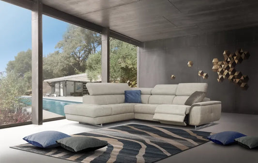 Coltar personalizabil cu recliner in forma de L 297cm Leno