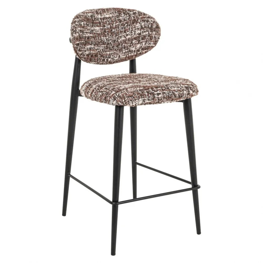 Scaun de insula din Stofa Maro si Metal Negru L46xH95cm Dantes Richmond interiors