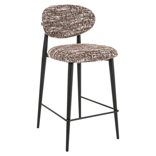 Scaun de insula din Stofa Maro si Metal Negru L46xH95cm Dantes Richmond interiors