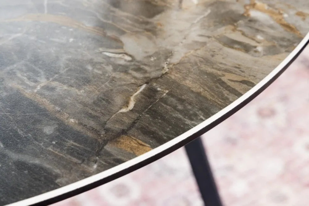 Masuta de cafea Asimetrica din Ceramica Maro taupe si Metal Negru L70xH45cm Marvelous