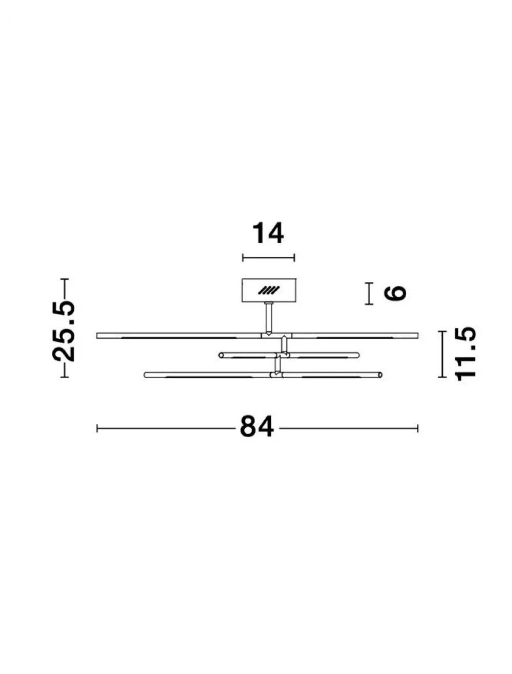 Plafoniera structura din Metal Auriu si abajur din Acrilic Alb H25.5xL84cm IP20 32W 2304lm 3000k RACCIO
