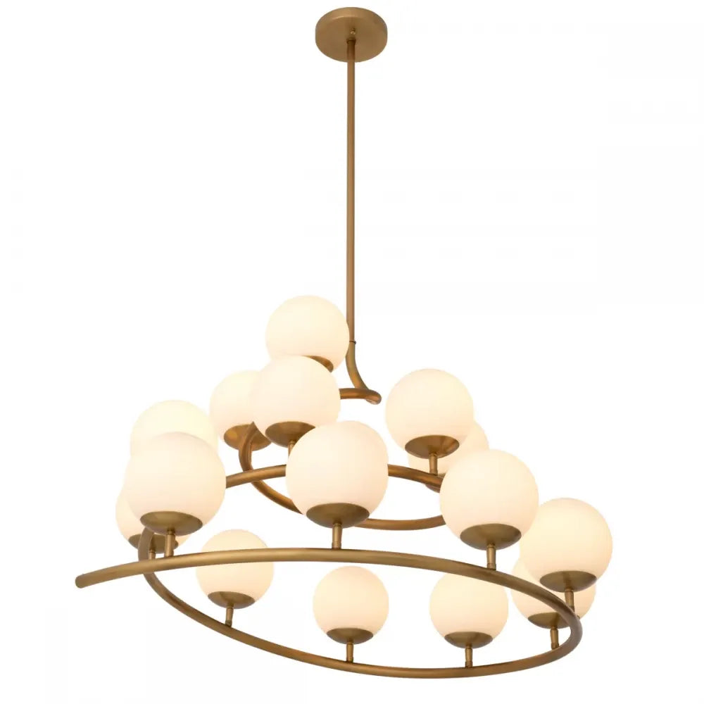 Candelabru din Metal Alama atichizata si Sticla Alb H52xL105cm Brissac Eichholtz
