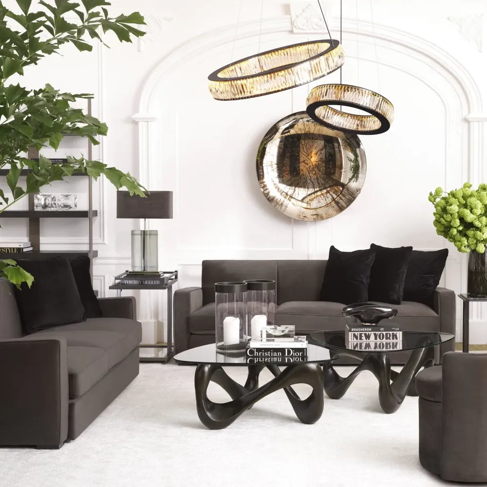 Candelabru din Metal Negru si Cristal Transparent H13xD63cm Vancouver S Eichholtz