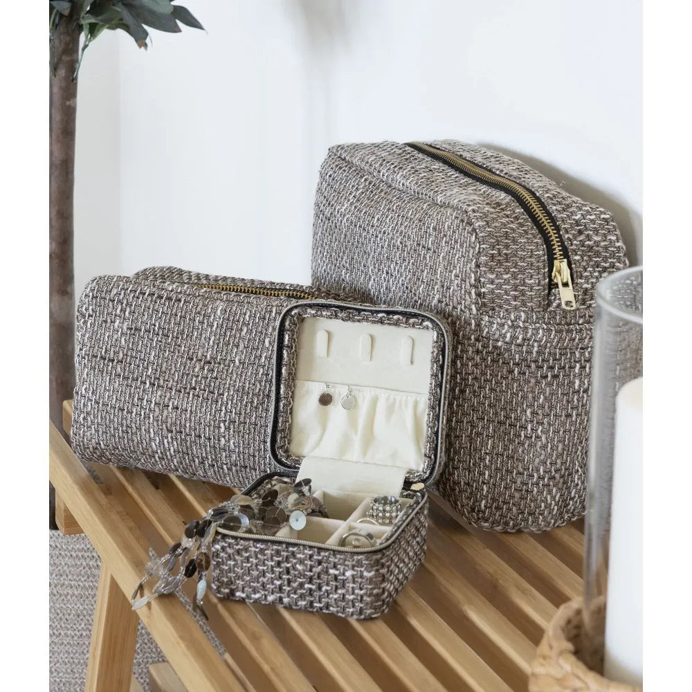 Set 2 genti pentru cosmetice din Textil Maro L9/11xH14/22cm Safi