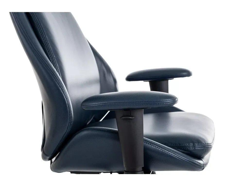 Scaun de birou din Piele ecologica Albastru si Metal Negru H110-120xL70xA72cm Q-092