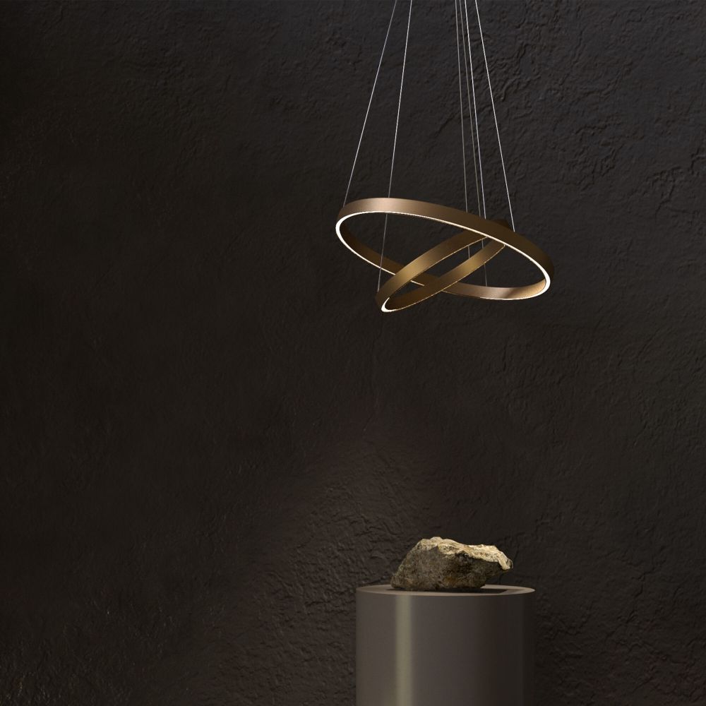 Lustra rotunda cu inaltime reglabila din Aluminiu Auriu cu LED  D80xH120cm Rim