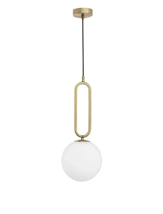 Pendul structura din Metal Alama si abajur din Sticla Alb H120xL20cm IP20 GRUS